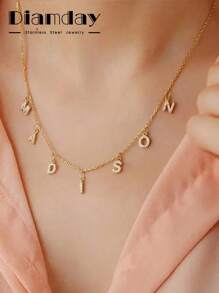 Diamday 1 件钻石字母吊坠 女士 DIY 项链手链珠宝制作周年纪念礼物 - 金色 - 查看 4