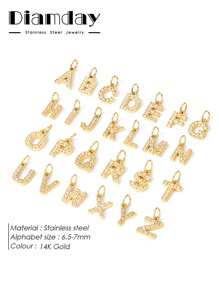 Diamday 1 件钻石字母吊坠 女士 DIY 项链手链珠宝制作周年纪念礼物 - 金色 - 查看 6
