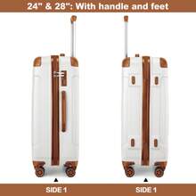 Lightweight ABS Trolley Case With Combination Lock And 4 Wheels For Business Travel Men & Women 19 Inch Carry On Cabin Suitcase 24 Inch And 28 Inch Check-In Luggage - White - View 4
