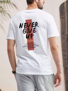 Hombres Camiseta con estampado de slogan - Blanco - Ver 8