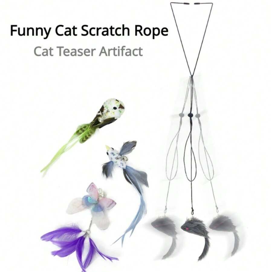 Interactive Cat Toy Cats Mouse Toys Hanging Door Retractable Plaything Funny Self-Hey Kitten Scratch Rope Mouse Toy Pet Products - Multicolor - View 1