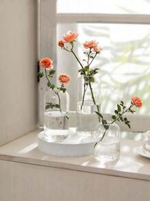 1pc helder glas bloemenvaas met rechte hals, kleine/middelgrote/grote glazen vaas, rozenbloemhouder, woondecoratie, kantoordecoratie, slaapkamerdecoratie