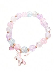 1 st unikt mode smällare Kristallpärlarmband Vänskapsglasarmband för flickor Unicorn Star Moon Cloud Flower Smycken - En-Storlek - Visa 4