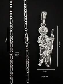 Collar de San Juditas 1 Cadena tipo de c@rtier con colgante de Santa Judas en Acero Inoxidable y terminado en Rodio laminado - Plateado - Ver 4