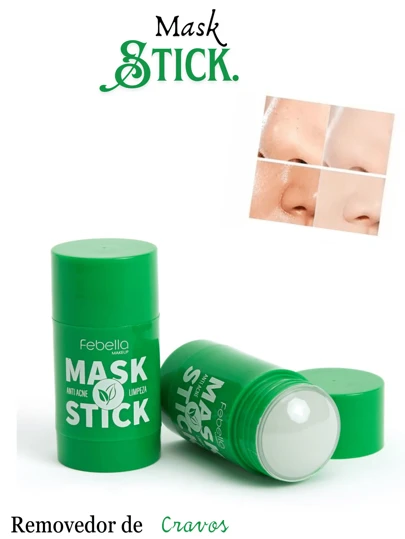 Máscara facial verde bastão, argila verde, limpeza profunda, Cravos, Acne e oleosidade, pele macia Febella MGS 10101
