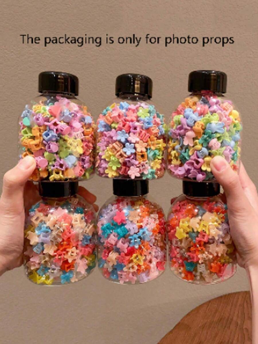 50pcs/Pack Mini Hair Claw Clip Decorated With Stars, Flowers, Rabbits