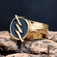 1個時尚真空電鍍18K金不鏽鋼雷電閃光戒指，男女適用