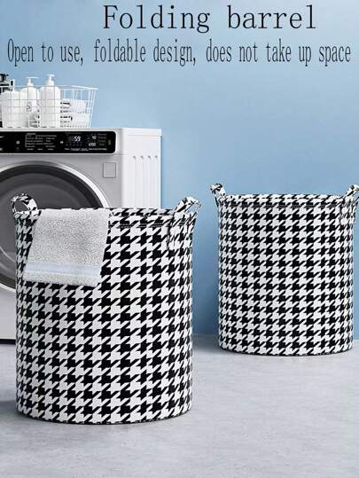 1 Piece Fabric Folding Storage Basket Thick And Tall Bathroom Laundry Basket Toy Clothing Storage Basket With Handle Simple Laundry Basket