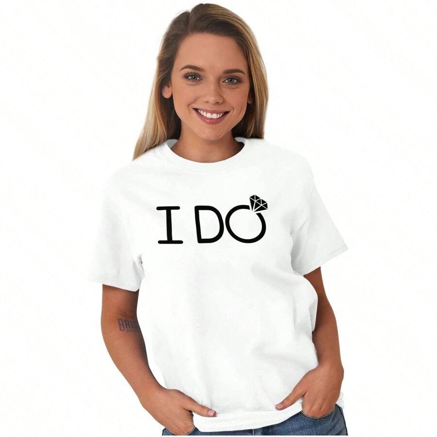 I Do Bridal Squad Bride Bachelorette Womens Graphic T Shirt Tees - White - View 1