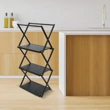 2 In 1 Foldable Shelf Storage Rack, 3 Tier Heavy Duty Foldable Metal Shelf Storage Rack Aluminum Alloy Organizer Shelves With Carry Bag For Kitchen Camping Picnic - Black - View 8