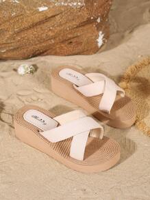 Open Toe Slip On Espadrilles For Women Comfy Soft Casual Flat Slide Sandals Criss Cross Non-Slip Beach Sandals