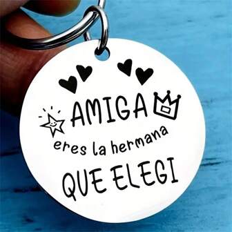 1pc Stainless Steel Keychain, Gift For Sister Or Friend Valentine's Day Valentines Car Accessories Bag Charm School