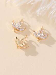 3pcs Fashion Copper Micro Pave Cubic Zirconia Flower Pendant Charms For Necklace & Bracelet DIY Valentines