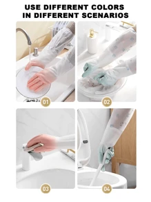 1 Đôi Găng Tay Vệ Sinh Bền Và Chống Thấm Nước Cho Công Việc Nhà - Chống Trượt Và Chống Mài Mòn, Lý Tưởng Cho Nhà Bếp, Giặt Là Và Công Việc Nhà - Nhiều màu - Xem 7