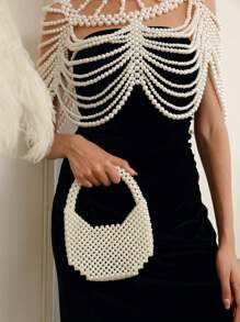 DEKUNER 1Pc New Style Noble Atmosphere Ladies Beaded Blouse Elegant Banquet Wedding Pearl Shawl Superior Sense Of Women's Jewellery Clothing