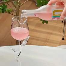 1 Glass, 150 Ml /5 Oz Unique And Elegant Rose-Shaped Glass, Tall Glass, Hotel, House Party Glass, Drink Glass, Cocktail Glass - Multicolor - View 3