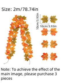 1 件秋季人造枫叶，华丽的秋季花环枫叶，悬挂植物绿化装饰，适用于卧室家居墙壁派对拱门公寓房间装饰，非常适合感恩节装饰、家居、婚礼、壁炉和圣诞节！，秋季装饰，秋季