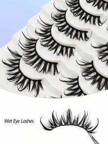 7 Pairs Asiteo 3D Wet Look False Eyelashes, Natural Curly & Thick Curly, Suitable For Cosplay, Cartoon Makeup, Reusable - Bulu Mata Manga Runcing - View 2