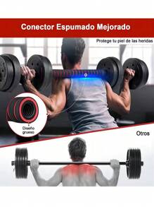 Mancuernas Y Pesas Barra Recta Ejercicio Kit Ajustables 15kg - Negro - Ver 9