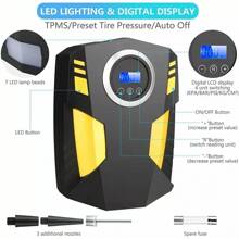 Compresor de Aire Portátil para Auto Led, Inflador de Neumáticos Eléctrico, Bomba Eléctrica de 12V, ABS, 150 PSI, Inflador de Neumáticos Eléctrico, Herramientas para Coche - Inalámbrico - Ver 2