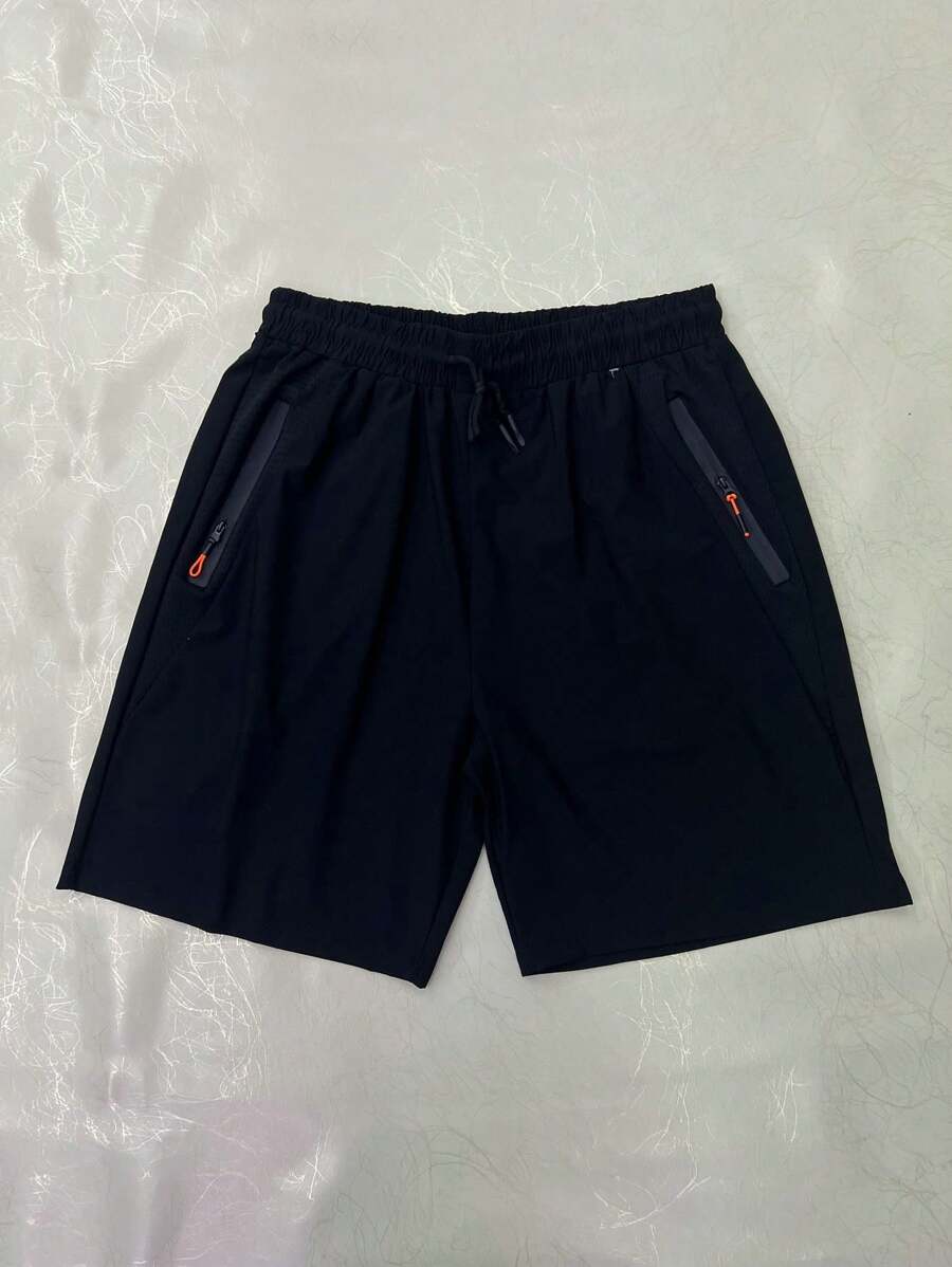 Bermuda Quick-Drying Shorts/Zippered Pocket/Elastic Waist/Sporty/Casual/Cool And Comfortable - màu đen - Xem 1