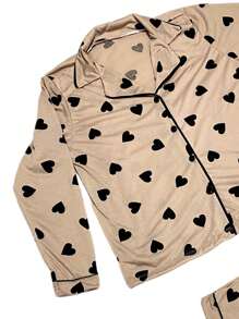 Women's American Pajamas For Adults, Cold Weather, Pants And Shirt, Breastfeeding, Buttons, Winter, Front Opening, Premium - 鏽棕色 - 查看 3