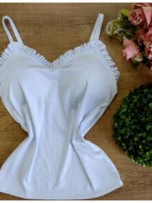 Cailin Store Women's Blouse Tank Top Ruffles Ribbed With Pad Basic Assorted Fashion Super Shipping!! - Màu Đỏ Sâu - Xem 5