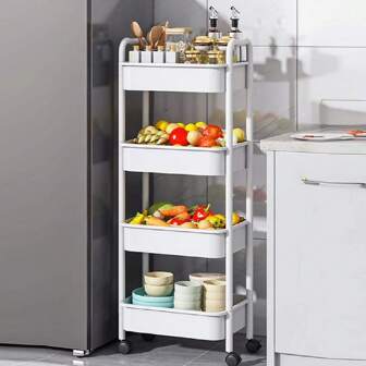 1 pieza Carro de utilidad con 4 o 3 niveles con ruedas, un carrito estrecho con prácticos cajones deslizantes, diseño muy práctico, ideal para organización y almacenamiento en la cocina, baño y lavadero, también para decoración exterior