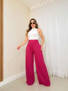 Social Stone Mode Linen Tailor Pantalona Pants - Violet Purple - View 3