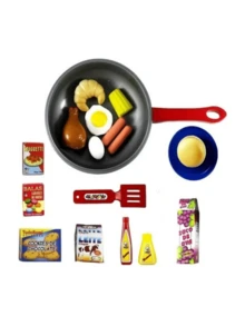 Toy Snacks Fruits Vegetables Pan With Utensil Realistic Mini Kitchen Pretend Play 18 Pieces Kitchen Chef - 單色 - 查看 2