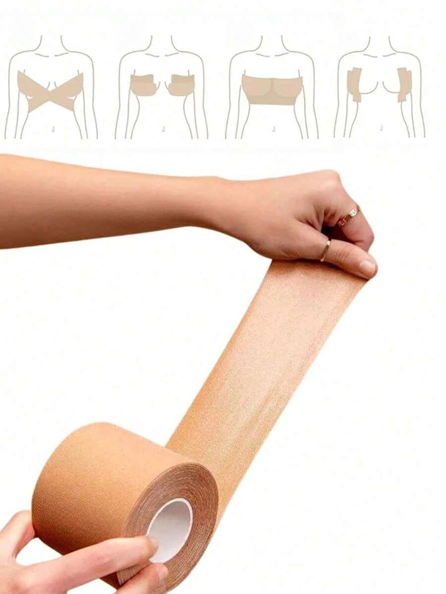 1roll Self-Adhesive Push Up Breast Tape, Elastic Bandage To Prevent Sagging And Ensure Cleavage