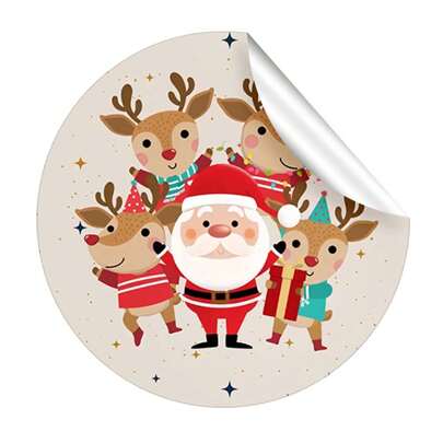 kit 40 adesivos tags etiquetas Papai Noel e Renas Presente de Natal 3,5cm