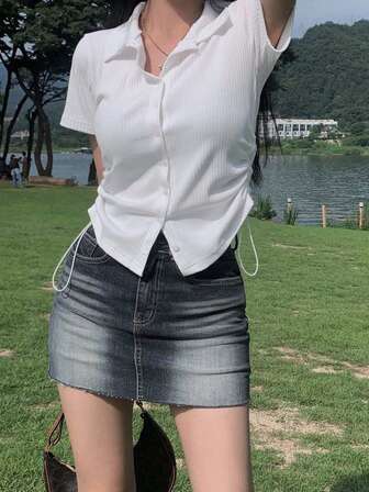 前扣合身针织开衫，百搭女式上衣