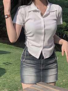 Áo len cardigan cài nút phía trước, áo nữ đa năng - trắng - Xem 6