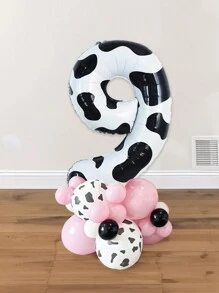 21 件/套奶牛场生日派对气球装饰，40 英寸（101.6 厘米）数字 0-9 生日周年纪念气球套装，奶牛印花气球，生日农舍装饰，牛仔主题数字气球，谷仓装饰，圣诞节 - 彩色 - 查看 13