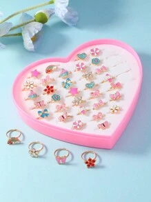 36pcs/set Girls Bow Decor Ring - Multicolor - View 3