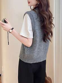 Women's Autumn/Winter Minimalist V-Neck Pullover Sweater Vest