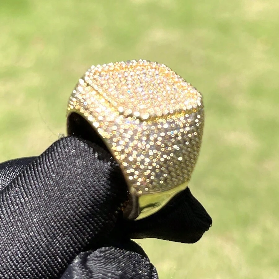 DUBSS 1 Piece Iced Out Rings For Men Prong Setting  Plated Hip Hop Jewelry - Gold - View 1