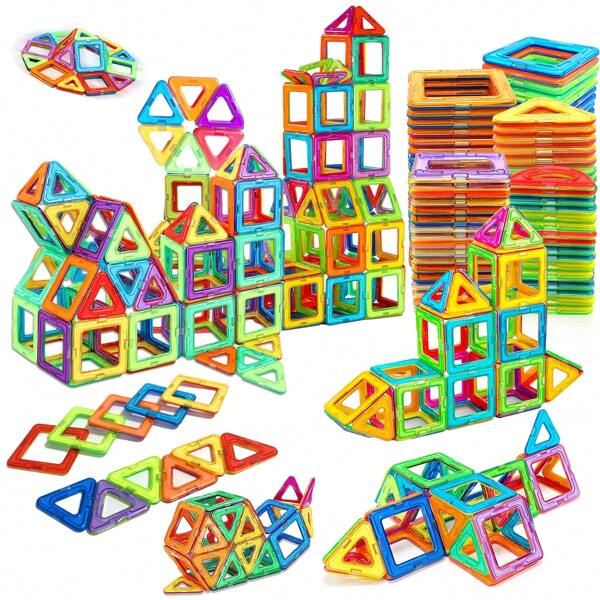 Tamaño mediano - 32, 56, 84 piezas, Bloques de construcción magnéticos para niños, Juguetes magnéticos STEM, Juguetes sensoriales con imanes, Juegos de construcción magnética para niños y niñas, Juguetes para el desarrollo cerebral de niños preescolares y de jardín de infantes
