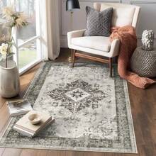 8x10 Area Rugs For Living Room - Washable Rugs 8x10 Vintage Rug Area Rug For Bedroom Living Room Dinning Room Low Pile Non Slip - Green - View 4