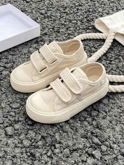 白布鞋宝宝幼儿运动鞋中帮帆布鞋儿童春秋韩版简约男童女童鞋系带运动休闲经典低帮帆布鞋潮流百搭休闲运动滑板童鞋