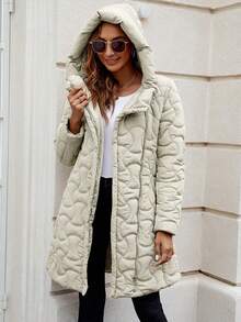 优雅舒适的女式连帽夹克，配有腰带和口袋 - 非常适合冬季和秋季天气 - 白色 - 查看 5