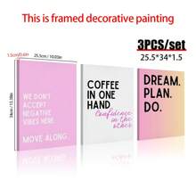 粉色办公室装饰女性励志家庭办公室墙壁艺术 3 件套墙壁印刷品信心海报励志语录诙谐办公室墙壁装饰帆布海报适用于客厅、卧室 - 彩色 - 查看 3