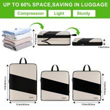 Compression Packing Cubes For Suitcases, 6 Set Travel Organizer Cubes For Travel Essentials - 米色 - 查看 5