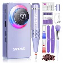 SAVILAND SAVILAND Taladro de uñas de 50000RPM para acrílico: juego de taladro eléctrico profesional de alta tecnología 2024 de extracción rápida, batería recargable de 6000mAh, máquina de taladro profesional, brocas, limas y herramientas de manicura y pedicura para salón