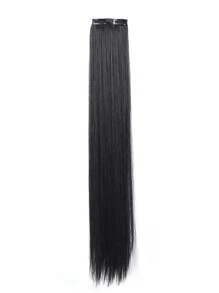 20inch 24inch 28inch Synthetic Long Straight Clip In Hair Extensions Wig Straight Black Hairpiece For Women Increase Hair Volume Heat Resistant Fiber