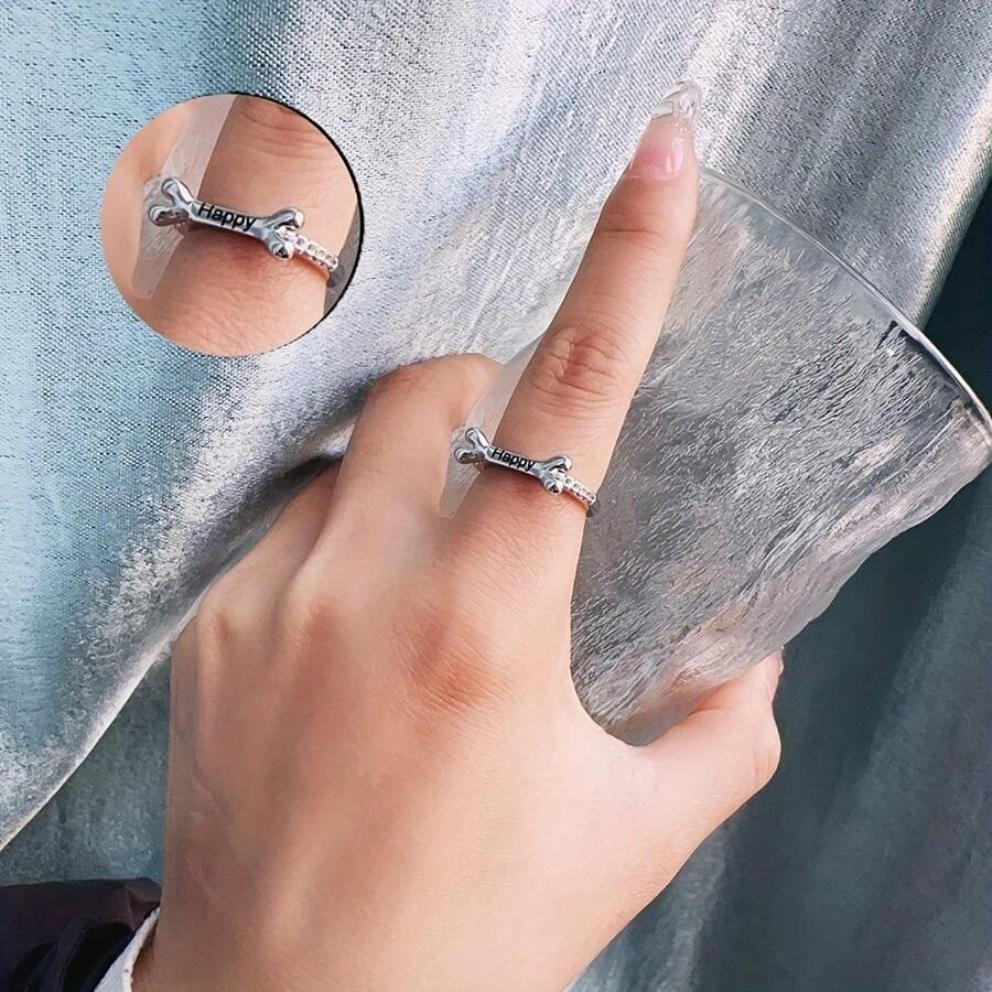 1pc Customized Pet Name Adjustable Copper Ring, Personalized Dog Name