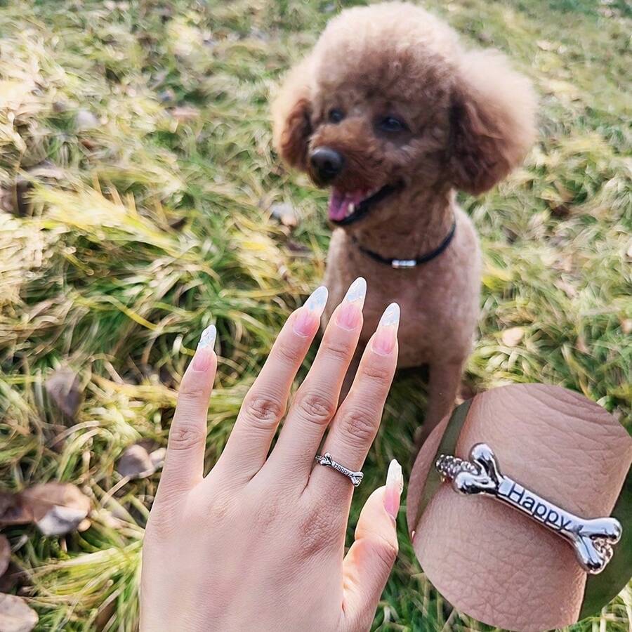 1pc Customized Pet Name Adjustable Copper Ring, Personalized Dog Name