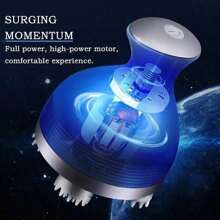 Wireless Waterproof Electric Scalp Massager Promotes, Deep Cleansing Of The Head, Scalp Massage Relieves Pressure - Blue - View 3