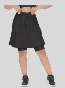 Kit 3 Short Fitness Skirt Moda Evangelica With Bow Modest Training - 彩色 - 查看 3
